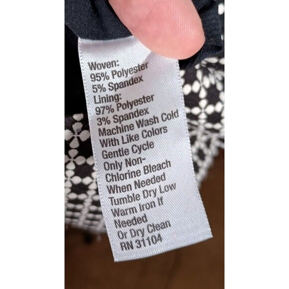 Cynthia Rowley Tank Textured Flare Black White Geometric Dress Size 14 - Picture 6 of 7